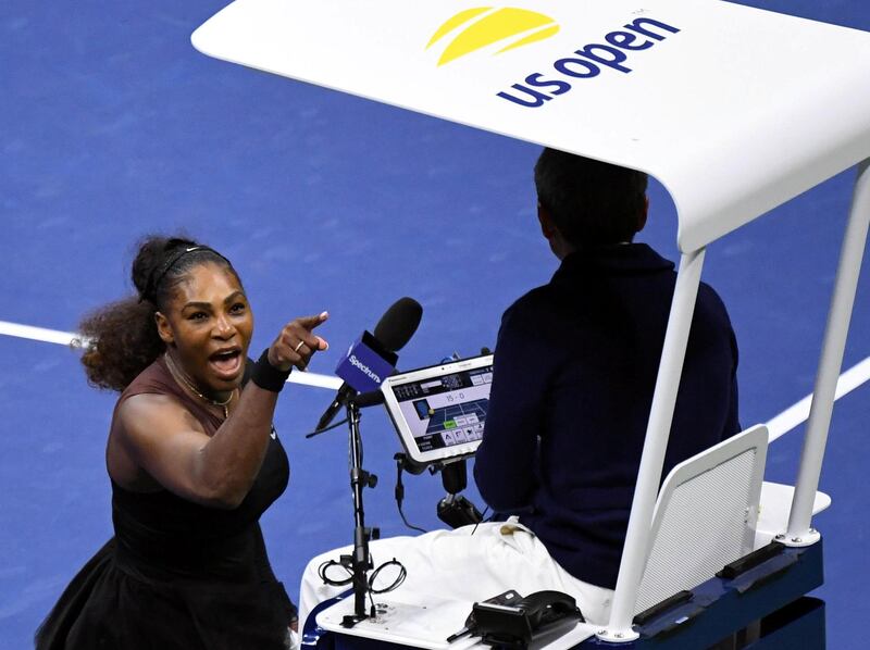 Serena Williams shouts at chair umpire Carlos Ramos. USA Today Sports