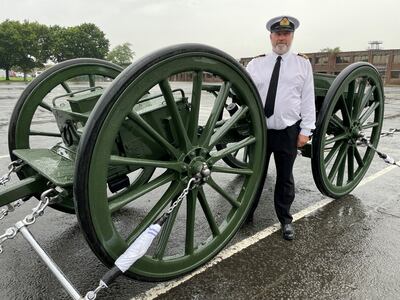 The gun carriage is stored at HMS Excellent on Whale Island in Portsmouth where its upkeep is the responsibility of custodian LCDR Paul 'Ronnie' Barker. PA