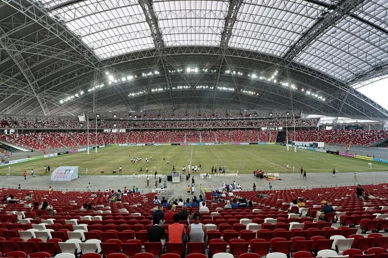 A general view of the new sports hub national stadium in Singapore on June 21, 2014, during an international rugby 10s tournament. Roslan Rahman / AFP