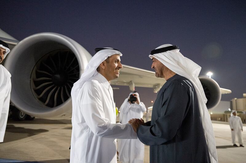 President Sheikh Mohamed receives Sheikh Mohammed bin Abdulrahman Al Thani, Qatar's Prime Minister and Foreign Minister