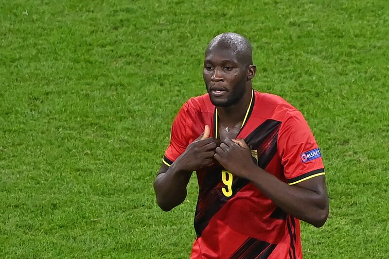 Belgium's forward Romelu Lukaku at the end of the match.