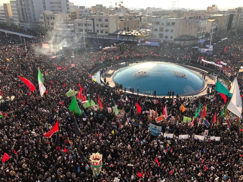 Iranians attend the funeral ceremony of Qassem Suleimani in Tehran, Iran.  EPA