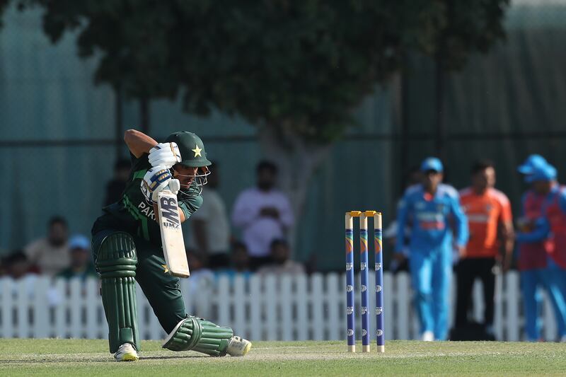 Azan Awais, above, and Shahzaib Khan guided Pakistan to an eight-wicket win over India in their U19 Asia Cup match