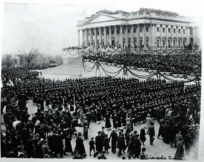 (Original Caption) 1913- Washington, DC: General view of the crowds at Washinton, DC for the inauguration of President Woodrow Wilson.