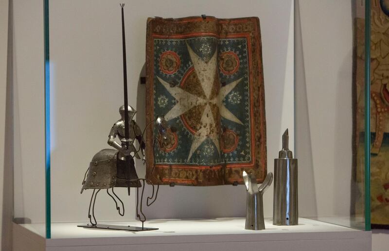 Abu Dhabi, United Arab Emirates- Miniature knight's armour and horse armour at Furusiyya The Art of Chivalry between East and West, which draws links between knightly traditions of Europe and the Middle East at Louvre Abu Dhabi.  Leslie Pableo for The National 