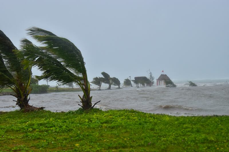 Gale-force winds hit the coast of the Indian Ocean Island of Mauritius. AP 