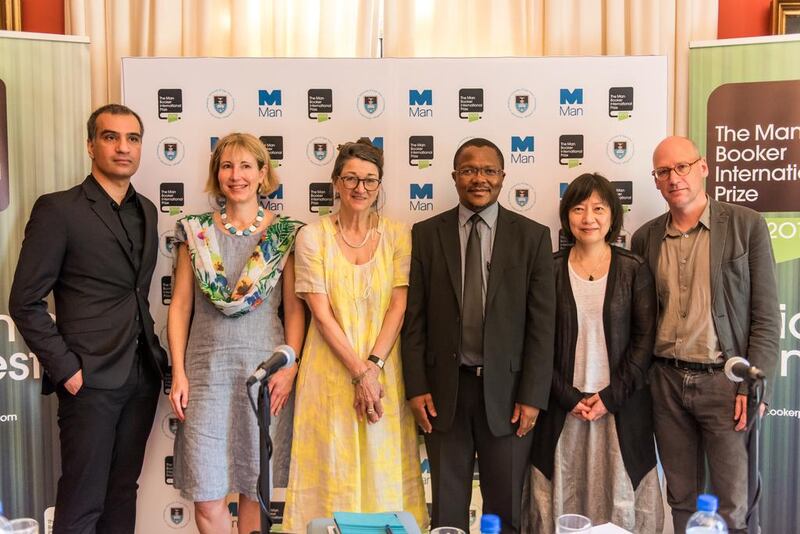 Press conference at the University of Cape Town with the judges of the Man Book International Prize (from left):  Nadeem Aslam, Elleke Boehmer, Marina Warner, Sukhela Buhlungu (University of Cape Town), Wen-chin Ouyang, Edwin Frank. Courtesy Man Booker International