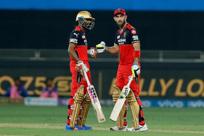 K.S Bharat, left, and Glenn Maxwell guided Royal Challengers Bangalore to victory against Rajasthan Royals in Dubai on Wednesday, September 29, 2021. Sportzpics for IPL