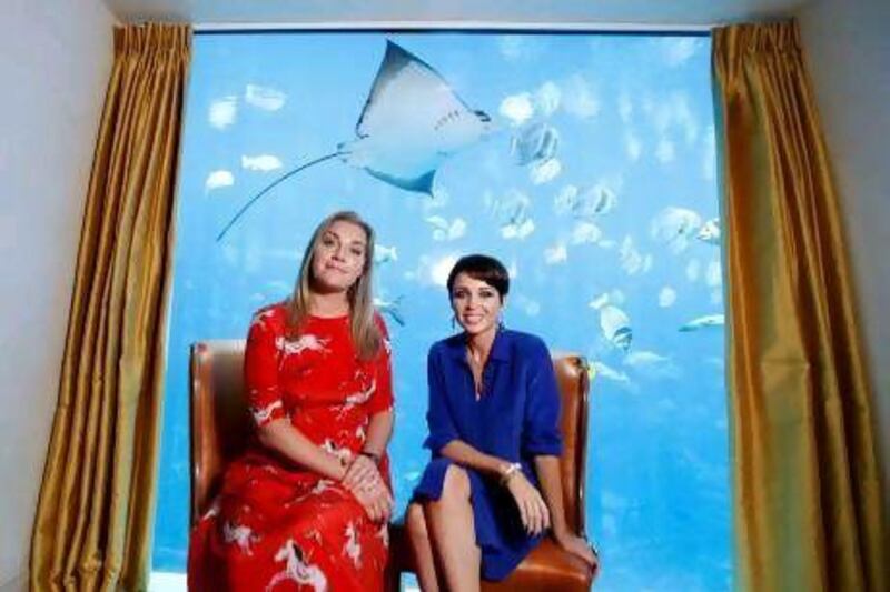 Tabitha Somerset Webb, left, and Dannii Minogue at Atlantis, The Palm, in Dubai. Sarah Dea / The National