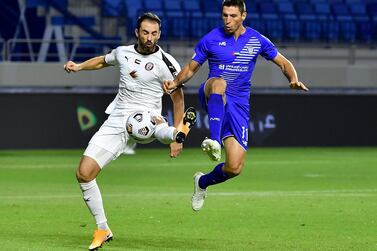 Al Nasr’s Sebastian Tagliabue, right, was back among the goals in the President's Cup. Courtesy PLC