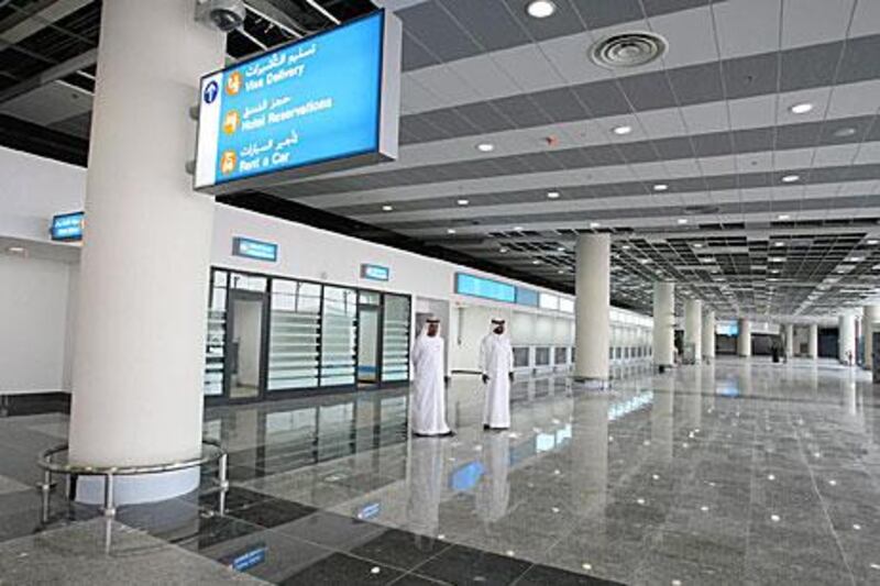 Inside the passenger terminal, when under construction in 2010, at Dubai World Central. Sonza Gabriel / EPA