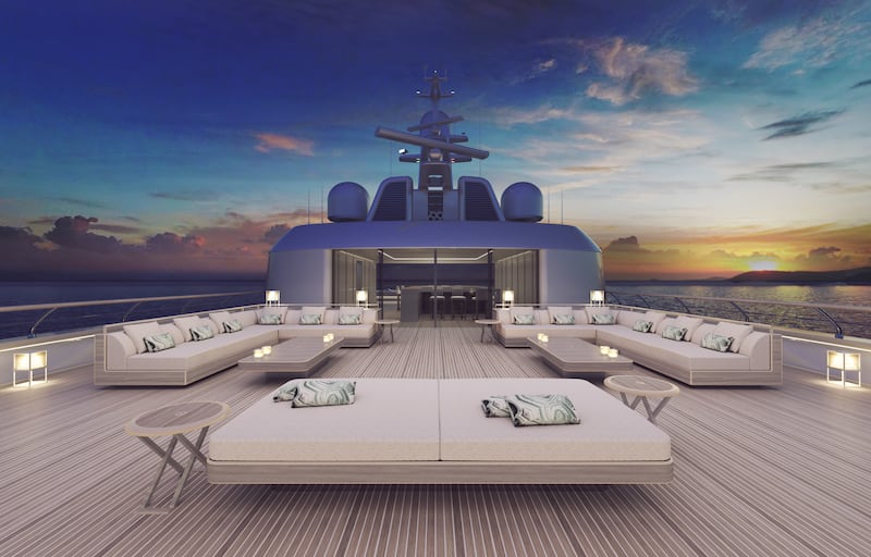 This is the first of two yachts designed entirely by Armani 