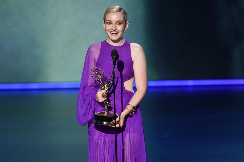 Julia Garner accepts the award for outstanding supporting actress in a drama series for 'Ozark' AP