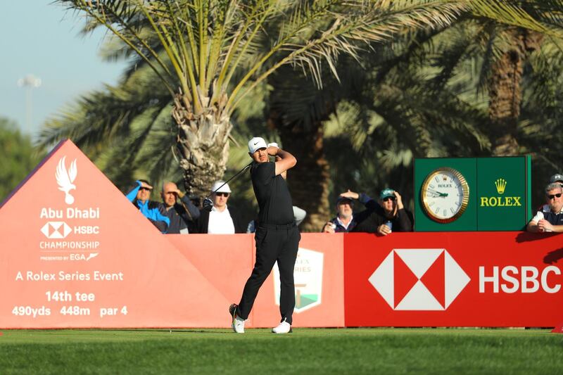 Brooks Koepka of The United States plays from the 14th tee during Day 1 of the Abu Dhabi HSBC Championship at Abu Dhabi Golf Club. Getty Images