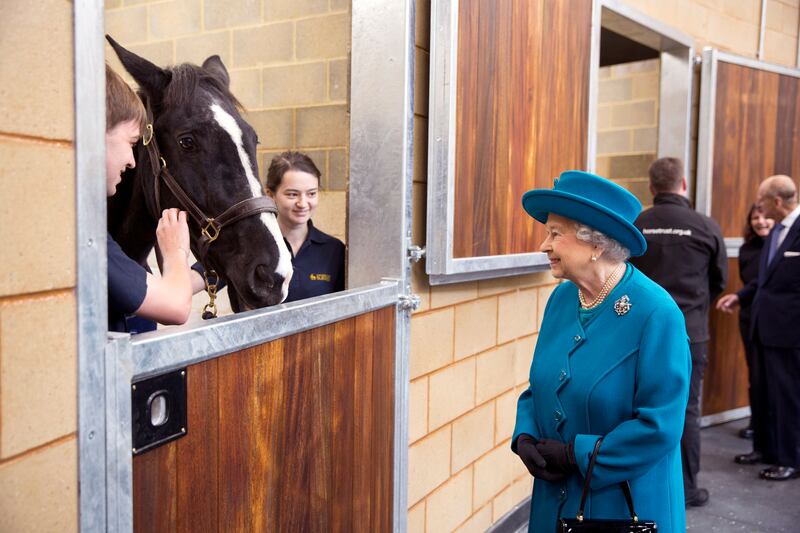 Queen Elizabeth II visits the Large Animals Clinical Skills Building at the University of Surrey on October 15, 2015 in Guildford, Surrey, England. Getty Images