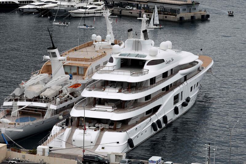 The 'Quantum Blue', on the right, is owned by Russian billionaire Sergei Galitsky. AFP