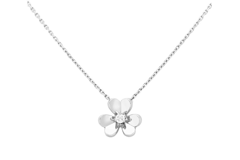 Mini Frivole pendant in white gold set with a diamond. Courtesy of Van Cleef & Arpels