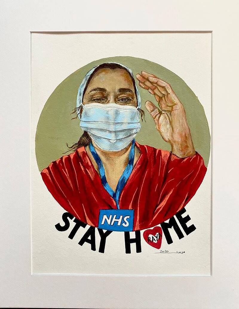 An portrait of an NHS worker by Iraqi artist Mahdi Al Shammary. Courtesy Mahdi Al Shammary