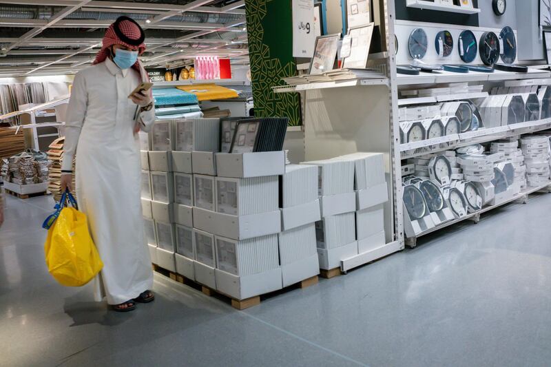 A customer wears a protective face mask while shopping in an Ikea store in Riyadh, Saudi Arabia, on Tuesday, May 19. 2020. Bloomberg