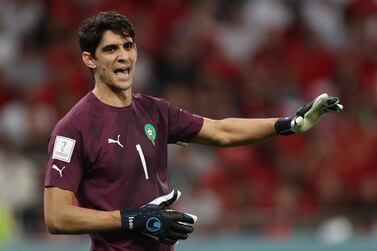 AL RAYYAN, QATAR - DECEMBER 06:  Yassine Bounou of Morocco in action during the FIFA World Cup Qatar 2022 Round of 16 match between Morocco and Spain at Education City Stadium on December 06, 2022 in Al Rayyan, Qatar. (Photo by Clive Brunskill / Getty Images)