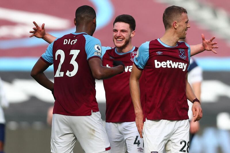 Centre midfield: Declan Rice (West Ham) – A brilliant goal-saving intervention was the highlight of an all-action display. Combined well with Tomas Soucek again, too. AFP