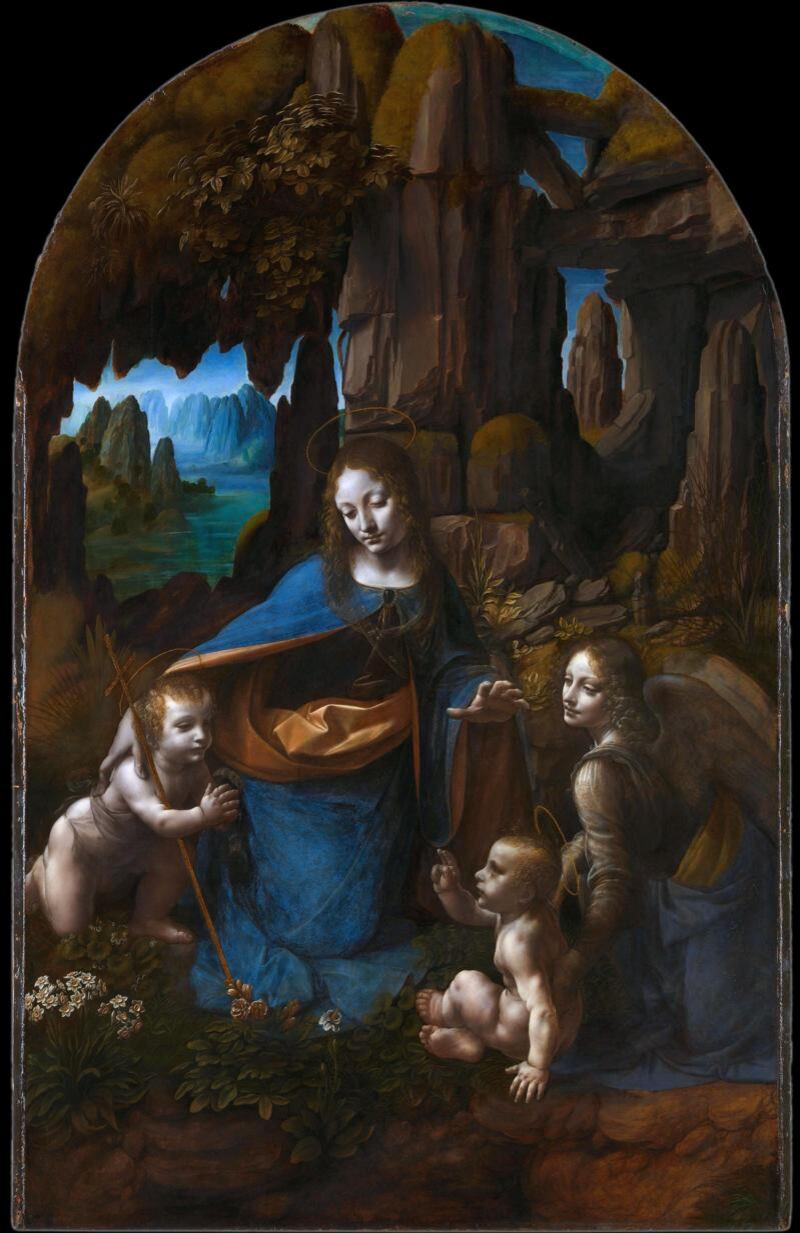 'Virgin of the Rocks' (1495-1508). There is some debate over whether Da Vinci painted this version, with some doubters saying it was perhaps one of his assistants. This artwork is housed at the National Gallery in London