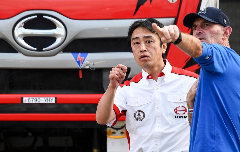 Japanese lorry driver Teruhito Sugawara arrives for a technical check-up in Jeddah ahead of the Dakar Rally. AFP