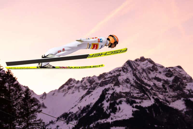 Stefan Kraft of Austria competes during the men's FIS Ski Jumping World Cup competition at the Gross-Titlis Schanze in Engelberg, Switzerland. EPA
