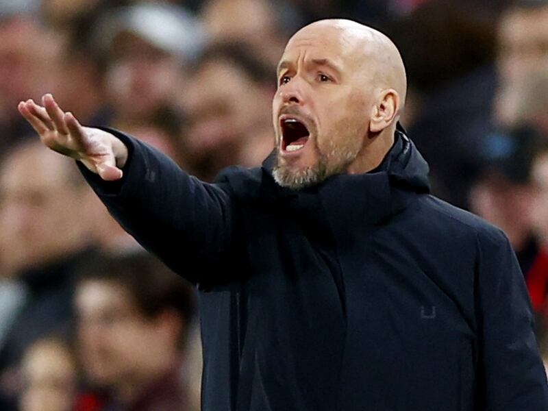 Erik ten Hag's Manchester United are now 11 points behind fourth-place Aston Villa. Reuters