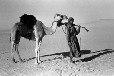 Sir Wilfred Thesiger during the second crossing of the Empty Quarter in 1948. An exhibit of the British adventuer's photographs are on display at Al Jahili Fort in Al Ain