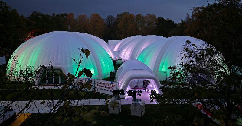 epa06318553 An exterior view of the US Climate Action Center during the UN Climate Change Conference COP23 in Bonn, Germany, 09 November 2017. The 23rd session of the United Nations Framework Convention on Climate Change Conference (UNFCCC), the 2017 UN Climate Change Conference COP23 will take place from 06 to 17 November in Bonn, the seat of the Climate Change Secretariat, under the presidency of Fiji.  EPA/RONALD WITTEK