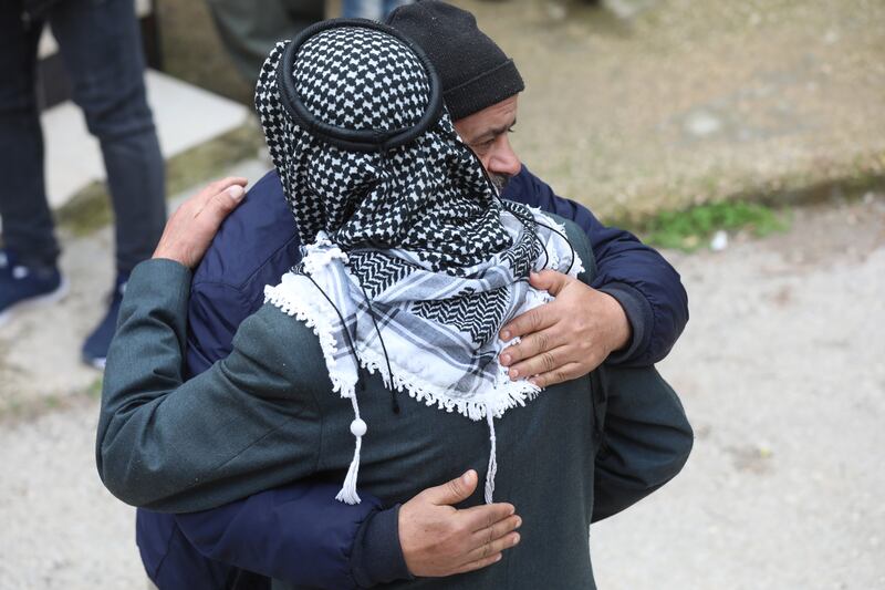 Palestinians during the funeral of 17 year old Mohammed Salah in Al Yamoun village near the West Bank city of Jenin. EPA