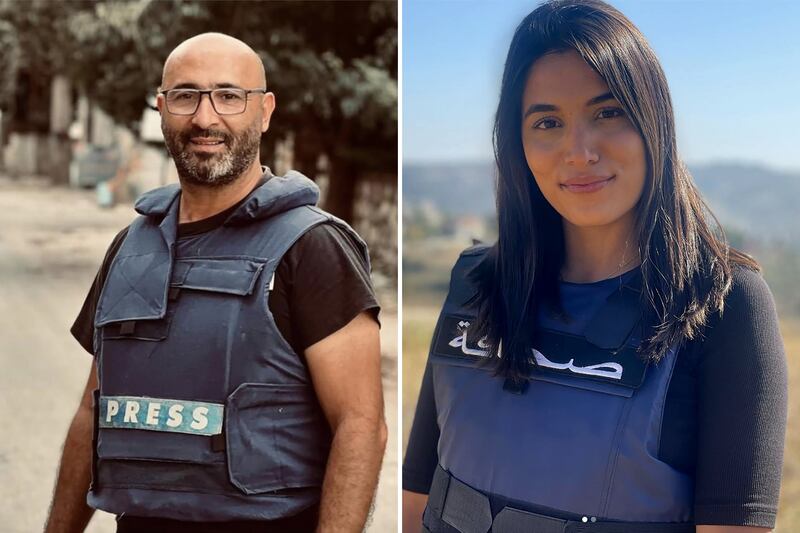 Rabih Al Mamaari and Farah Omar were killed while reporting from south Lebanon, 6km from the border with Israel. Photo: Wafa