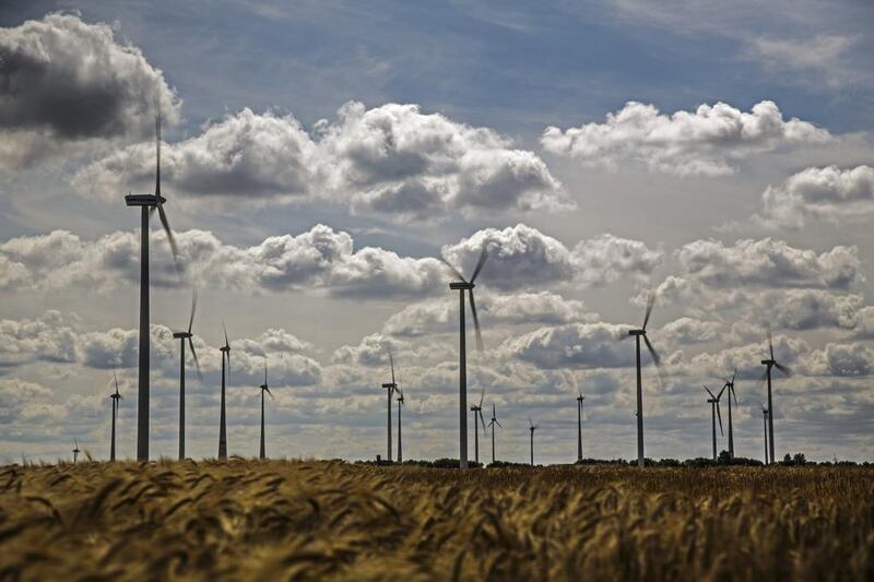 Wind Turbines of an Onshore Wind farm are pictured on July 17, 2013 near Werder, Germany. The European Commission has launched an investigation into Germany's renewable energy law, on the grounds that it breaches EU competition regulations.  Photo by Thomas Trutschel/Photothek via Getty Images