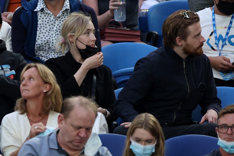 Actress Saoirse Ronan at the Australian Open women's singles final in Melbourne Park on Saturday. Getty