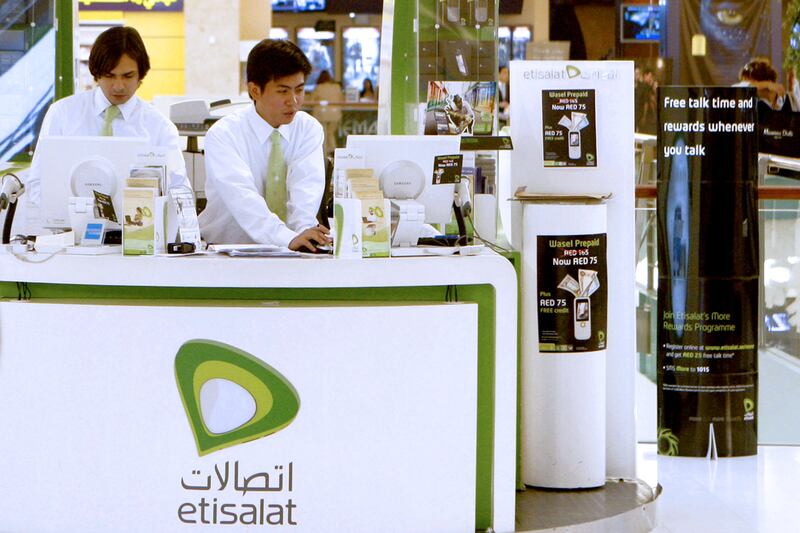 Etisalat achieved net profit of Dh1.45 billion in the three months to December 31, 2013, according to Reuters calculations. Ryan Carter / The National



