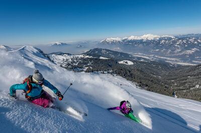 Skiing at Samoens, France. Tristan Shu