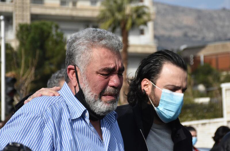 The Syrian artist Taim Hassan attends Hatem Ali's funeral in Damascus, Syria. EPA
