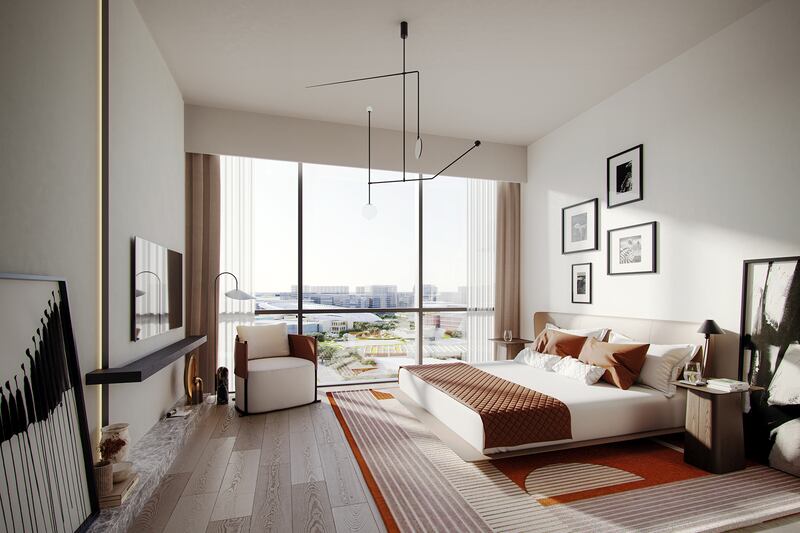 A bedroom of an apartment in Mangroves Residences.