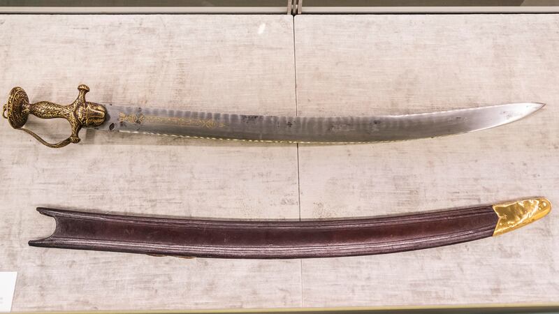 The sword and sheath of the Mysore ruler Tipu Sultan, valued at up to $2.5 million. Antonie Robertson / The National