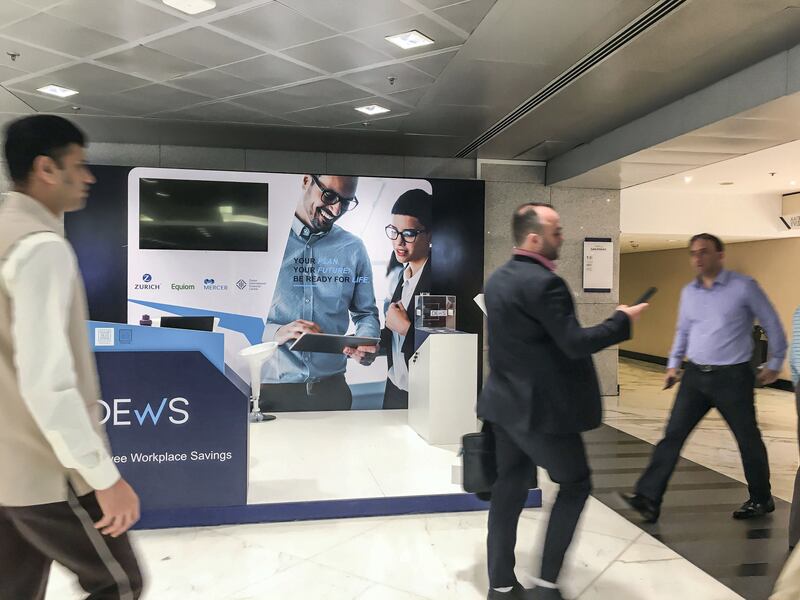 DUBAI, UNITED ARAB EMIRATES. 11 FEBRUARY 2020. The Dews (DIFC Employee Workplace Savings plan) kiosks located in DIFC. (Photo: Antonie Robertson/The National) Journalist: Nada Al Sawy . Section: Business.

