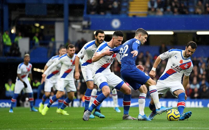 Christian Pulisic battles with Crystal Palace's Luka Milivojevic and Martin Kelly Action. Reuters