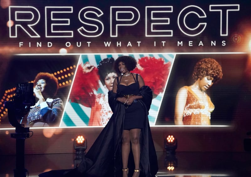 Jennifer Hudson presents a tribute to Aretha Franklin at the BET Awards. AP