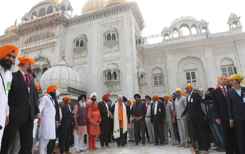 Britain's Charles, Prince of Wales visits Gurudwara Bangla Sahib, the holy temple of Sikhs, in New Delhi. EPA