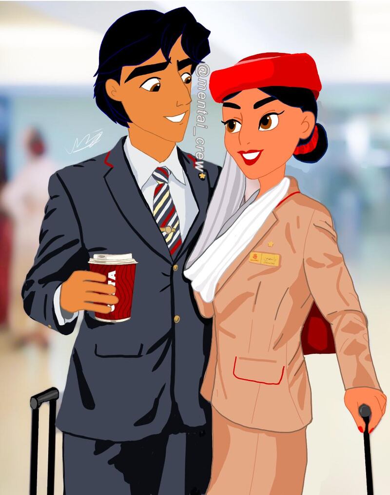 Aladdin and Jasmine, if they worked as cabin crew. Courtesy of Mentai_crew