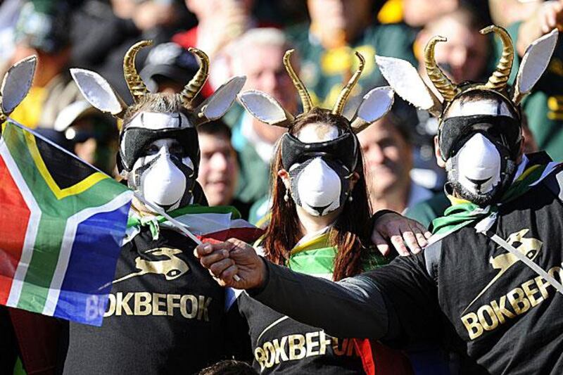Springbok fans add colour to Sunday's first quarter-final of the Rugby World Cup between South Africa and Australia.

Stephane de Sakutin / AFP