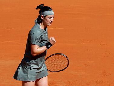 Ons Jabeur needed just 67 minutes to beat Jelena Ostapenko and book her place in the Madrid Open quarter-finals. EPA