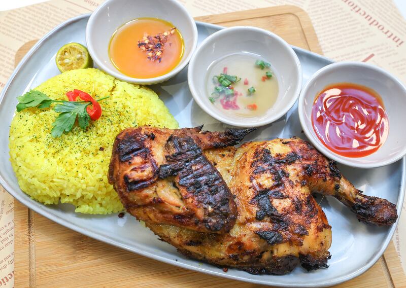 The chicken inasal – a charcoal-grilled chicken served with rice – is Pots & Tea's most popular dish