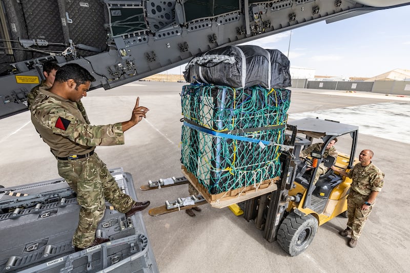 British military personnel took part in the international aid drop into Gaza. PA