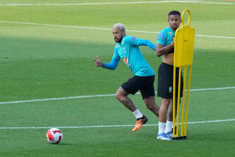 Neymar during Brazil's training session at Goyang Stadium ahead of their friendly against South Korea on June 2. AP